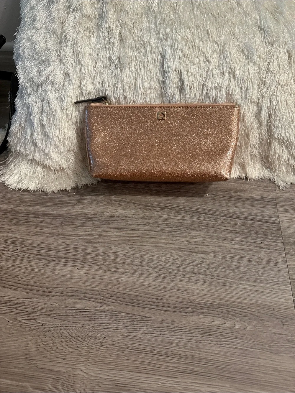 Kate Spade Rose Gold Glitter Tote with Matching Pouch